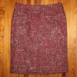 Red Tweed Talbots Pencil Skirt 4 Petite